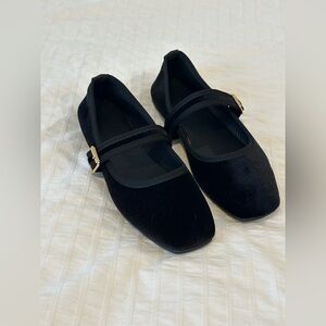 Velvet Mary Jane flats
